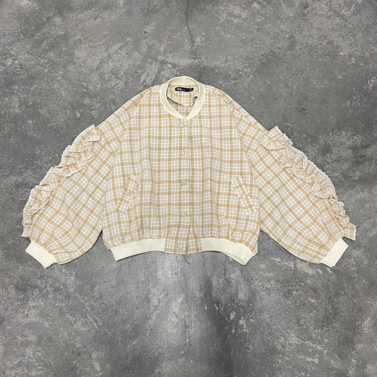 Baggy Plaid Ruffle Jacket