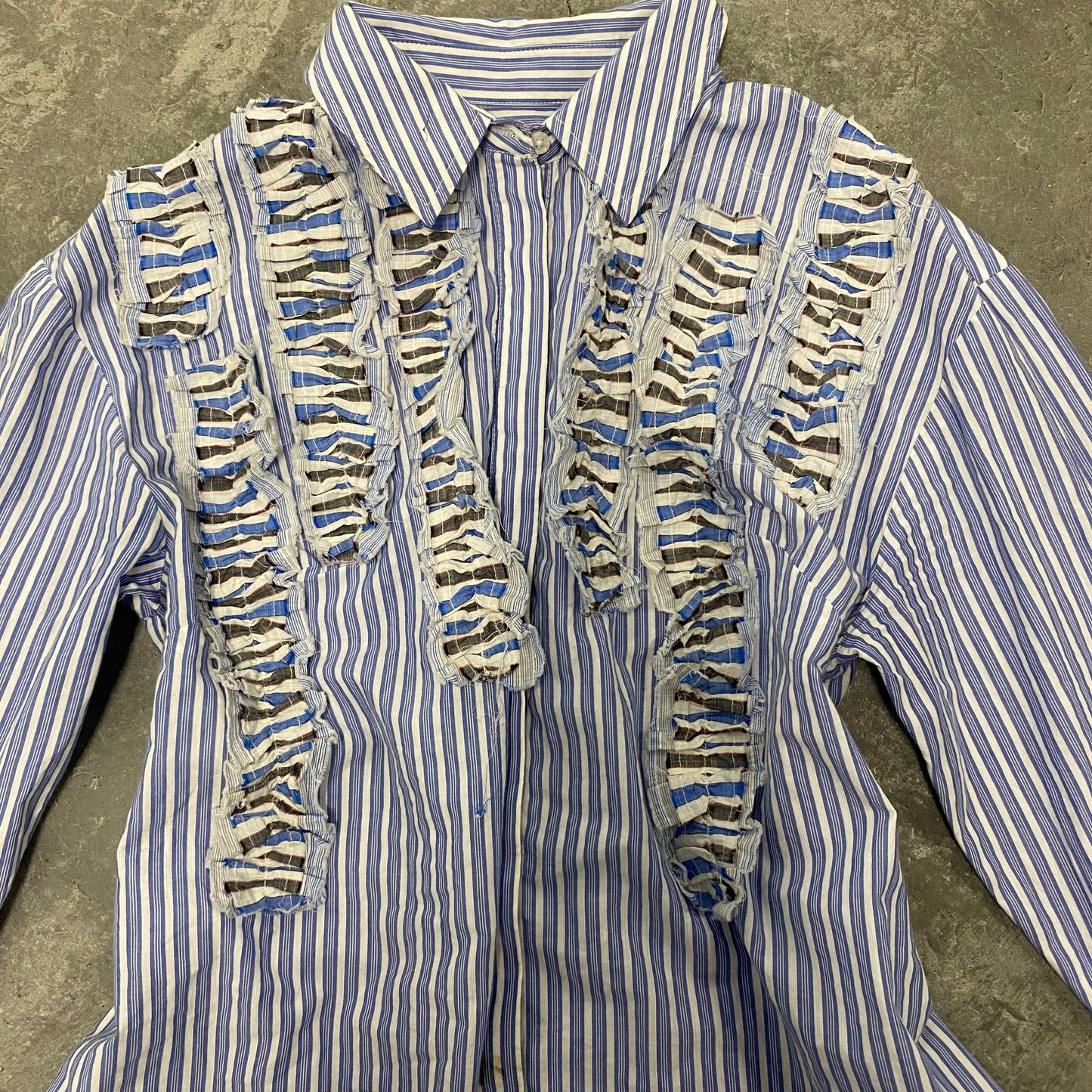 Basic Blue Button Up W/ Ruffles