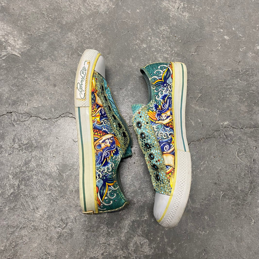 Blue Sequin Mermaid Shoes Size 9W