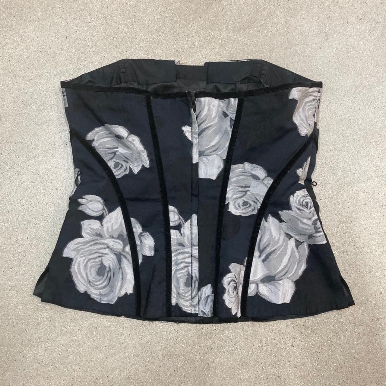 White House Black Corset W/ Grey Roses