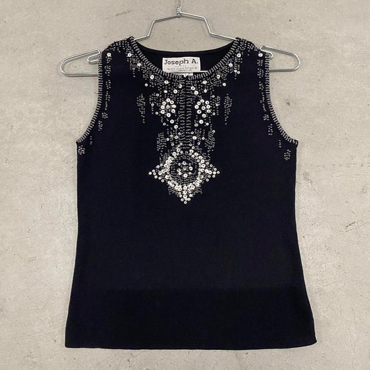 Black Vintage Knit Sequin Tank