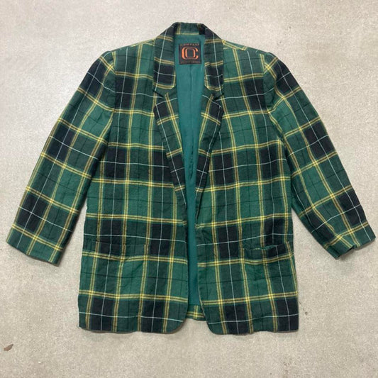 Green Plaid Oversized Blazer