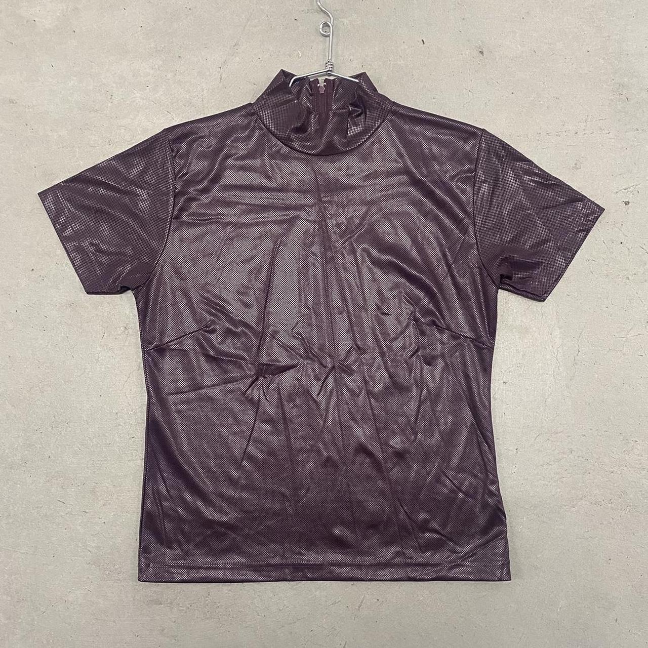 Vintage Purple High Collar Short Sleeve Top