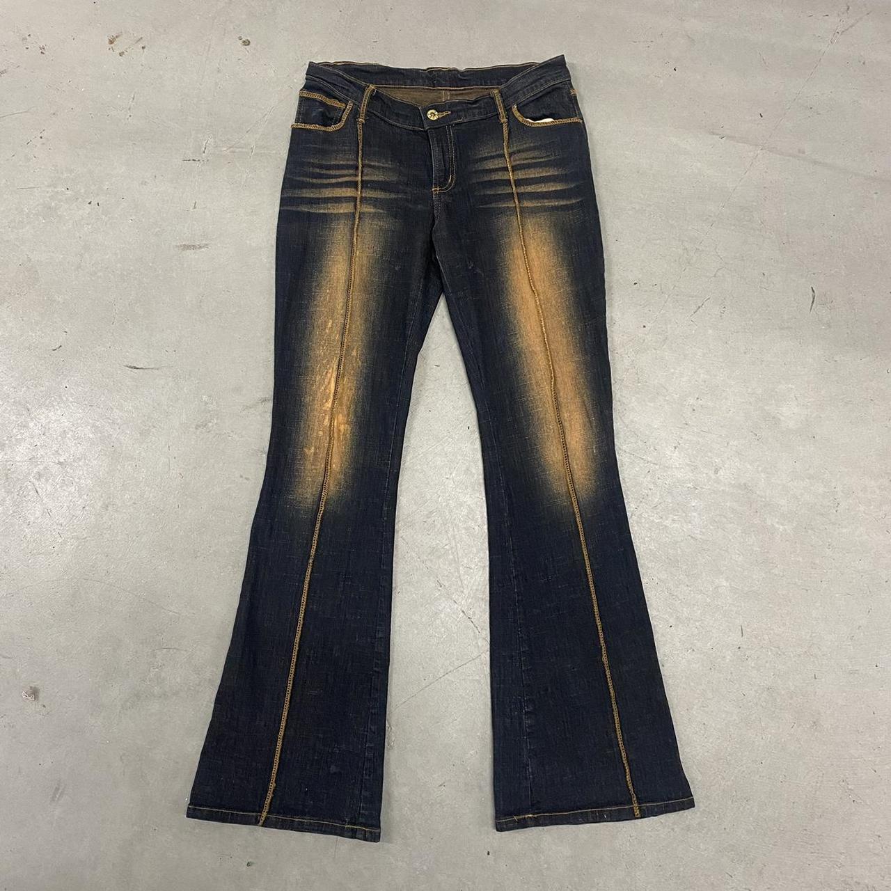 Vintage Dark Denim Bleached Jeans