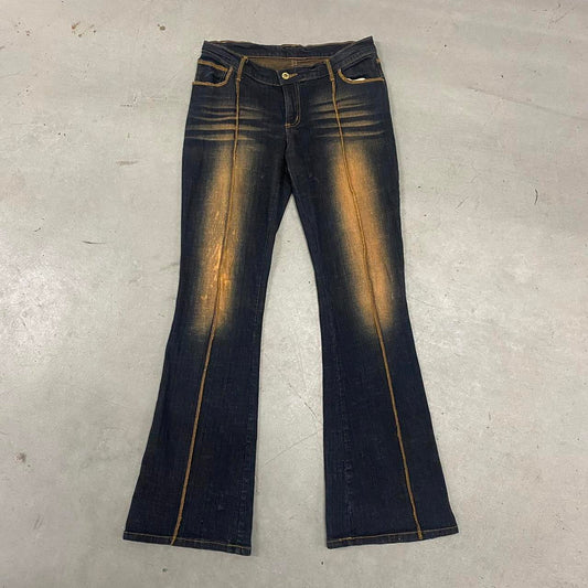 Vintage Dark Denim Bleached Jeans