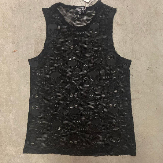 Plus Size Skull Fishnet Tank