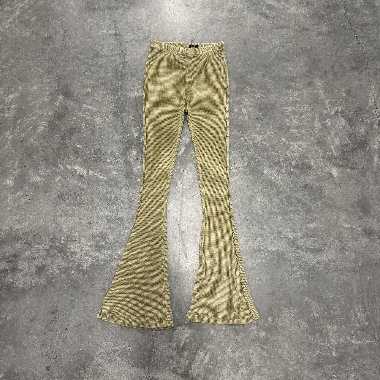 Ribbed Waffle Knit Wide Leg Boho Pants