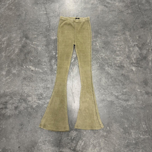 Ribbed Waffle Knit Wide Leg Boho Pants